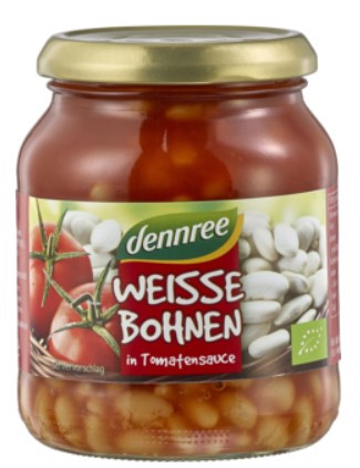 Színes óriás bab paradicsom mártásban, bio, Dennree (230g)