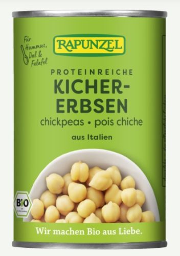 Csicseriborsó sós lében, bio, Rapunzel (400g)
