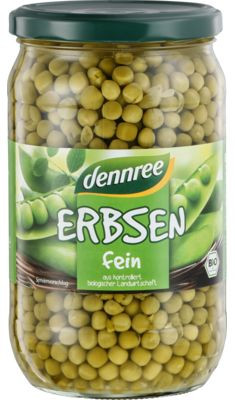 Zöldborsó lében, üvegben, bio, Dennree (680g)