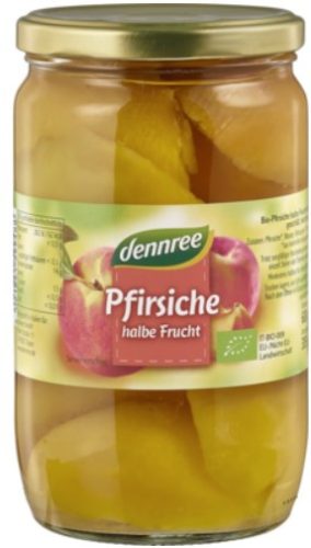 Őszibarack befőtt (felezett őszibarack), bio, Dennree (680g)