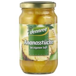 Ananász kocka saját levében, bio, Dennree (350g)