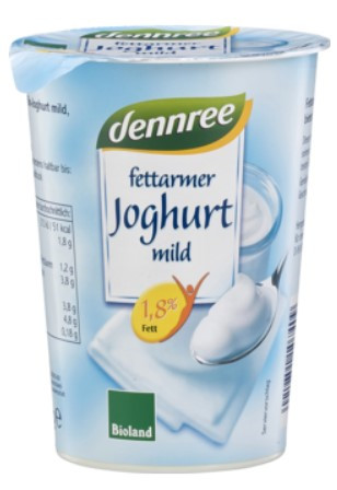 Natur joghurt 1,7%, műanyag dobozos, bio, Dennree (500 g)