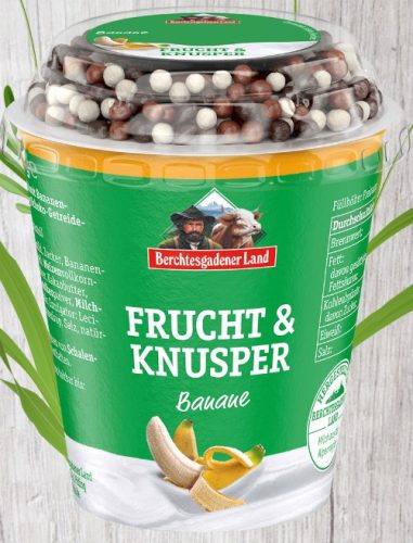 Banános gyümölcsjoghurt csokis golyókkal, bio, Bechtesgadener Land (150g)