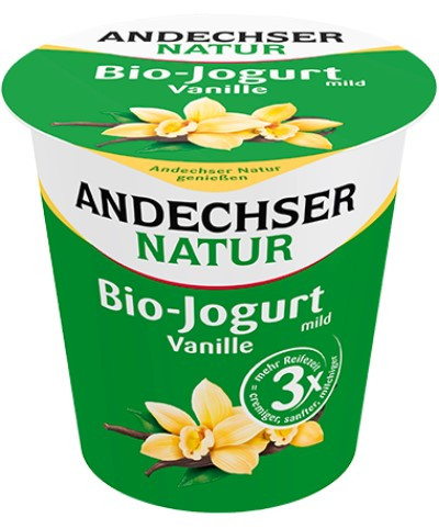Gyümölcsjoghurt, vaníliás, bio, Andechser (150g)