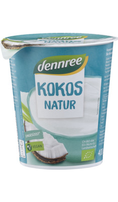 Kókusz joghurt, cukormentes, bio, Dennree (400g)