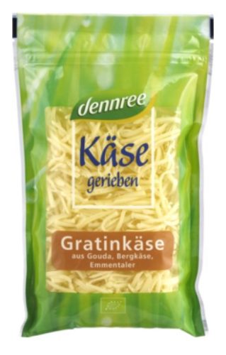 Reszelt sajtkeverék (gouda, hegyi sajt, ementaler), bio, Dennree (150g)
