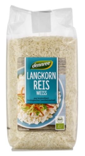 Hosszúszemű rizs, fehér, bio, Dennree (1000g)