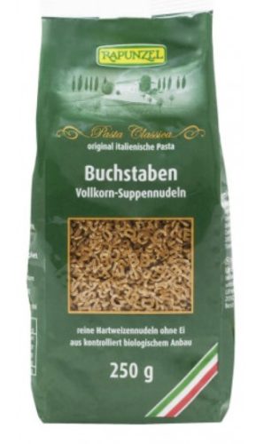 Betűtészta, barna teljes kiőrlésű, bio, Rapunzel (250 g)