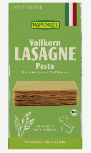 Lasagne, barna teljes kiőrlésű, bio, Rapunzel (250 g)