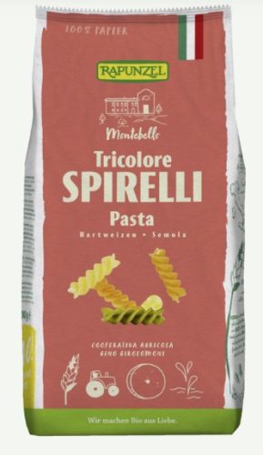 Színes szarvacskatészta, bio, Rapunzel (500g)