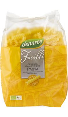Kukorica száraztészta, fussili, bio, gluténmentes, Dennree (500g)