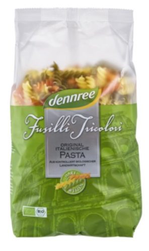 Színes orsótészta durumbúzából, bio, Dennree (500g)