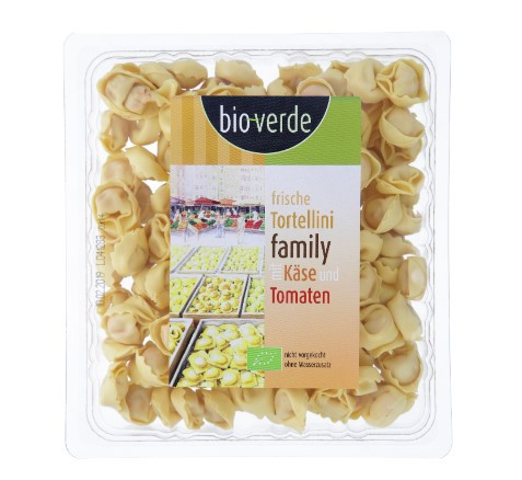 Friss tortellini sajttal és aszalt paradicsommal, családi kiszerelés, bio, Bio Verde (400g)