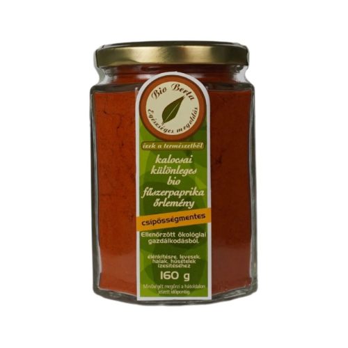Kalocsai fűszerpaprika őrlemény, csípősségmentes, füstölt, őrlőfejes üvegben, bio, Bio Berta (60g)