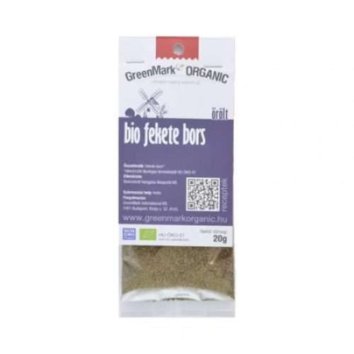 Őrölt feketebors csomagban, bio, Greenmark (20g) -