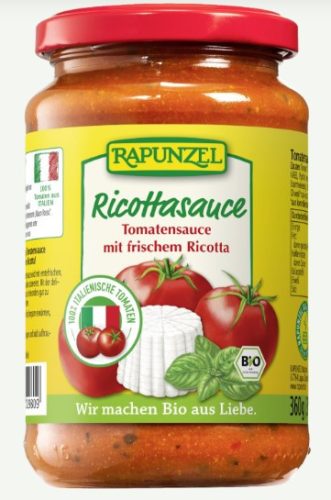 Paradicsomszósz, ricottás, üveges, bio, Rapunzel (360g)