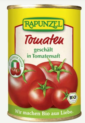 Hámozott egész paradicsom dobozban, bio, Rapunzel (400g)