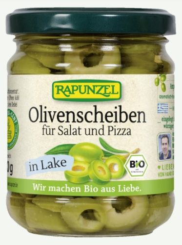 Olivabogyó salátára, pizzára, szeletelt, bio, Rapunzel (190g)