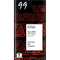   Keserű csokoládé 99% kakaó tartalommal, bio, Vivani (80g)