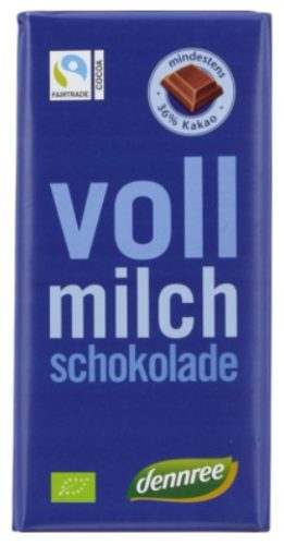 Tejcsokoládé, bio, Dennree (100g)