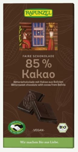 Keserű csokoládé, 85%- os kakaótartalommal, bio, Rapunzel (80g)