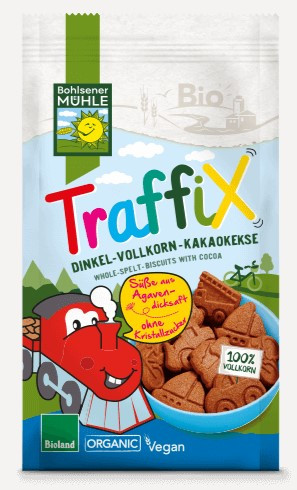 Traffix - tönköly csokis gyerek keksz, bio, Bohlsener Mühle (150g)
