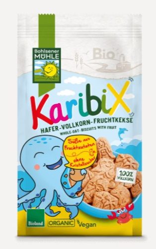 Karibix - tönköly gyümölcsös gyerek keksz, bio, Bohlsener Mühle (150g)