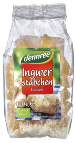 Kandírozott gyömbércsíkok, bio, Dennree (100g)
