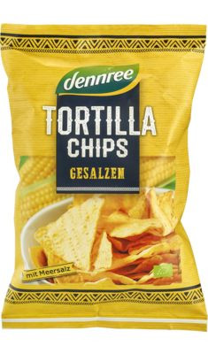 Tortilla chips, natúr, bio, Dennree (125g)