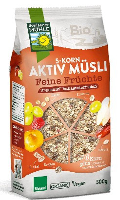 Gyümölcsös müzli, bio, Bohlsener Mühle (500g)