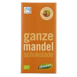 Tejcsokoládé egész mandulával, bio, Dennree (100g)