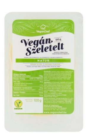 Növényi sajt, natur, szeletelt, Veganchef (100g)