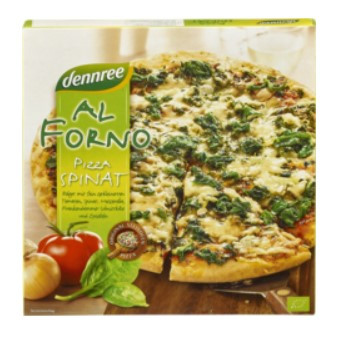 Pizza, spenótos-sajtos, bio, Dennree (350)
