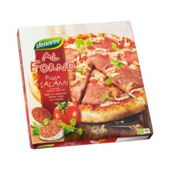 Pizza, szalámis, fagyasztott, bio, Dennree (335g)