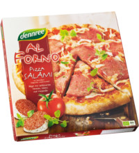 Pizza, szalámis, fagyasztott, bio, Dennree (335g)