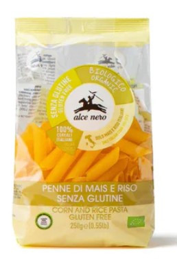 Gluténmentes penne rizsből és kukoricából, bio, Alce Nero (250g)